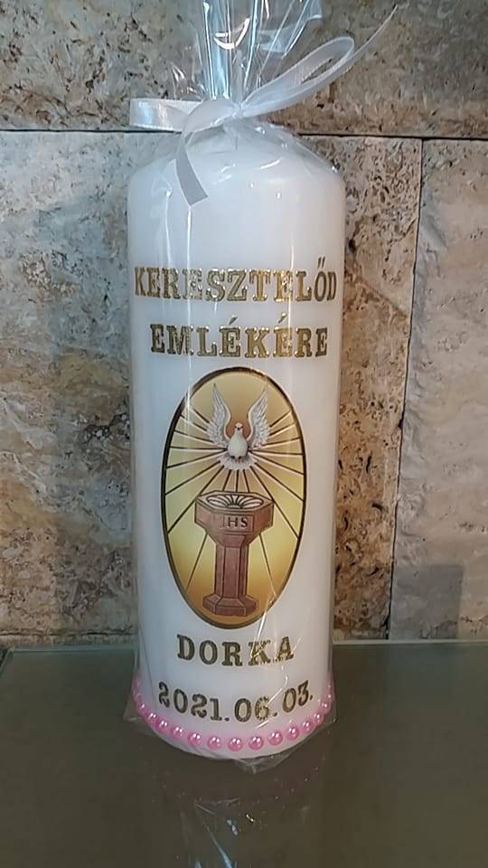 KERESZTELŐRE EMLÉKGYERTYA NÉVRESZOLÓ 