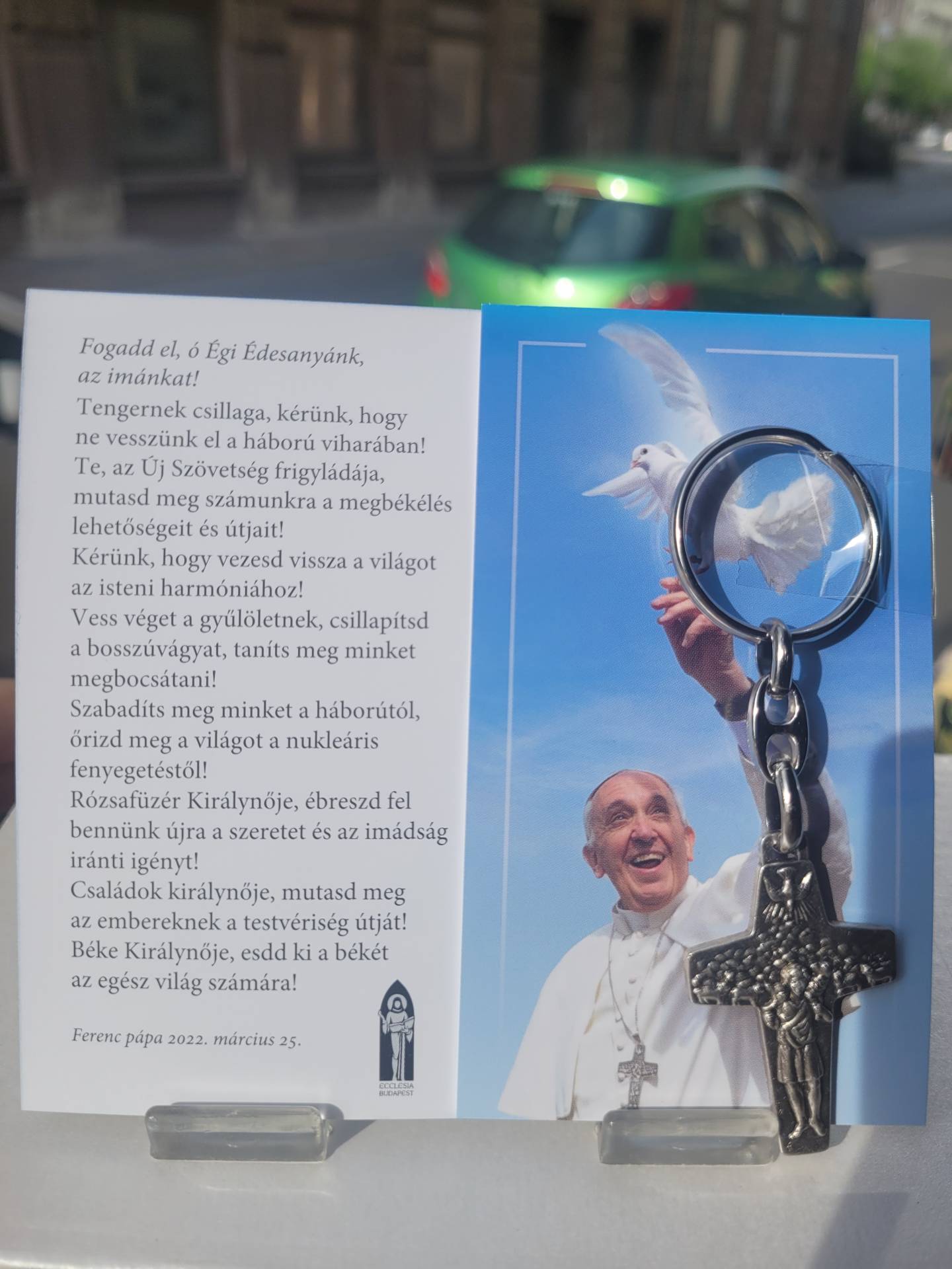 Bérmálásra Fiúknak Lányoknak is Ajánlom Ferenc Pápa Mellkersztje kulcstartó Imával 