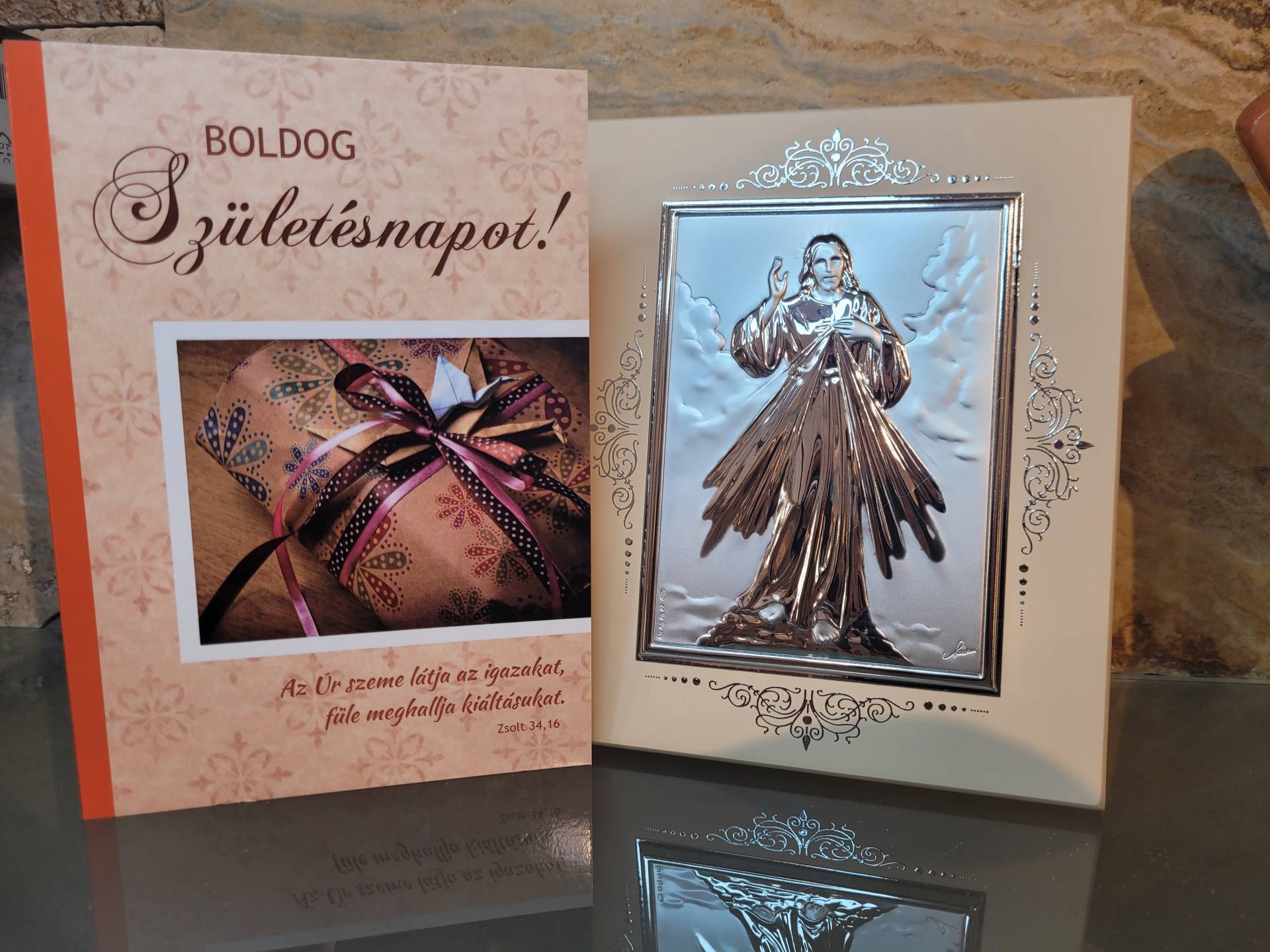 Ezüst ikon  17cm*14cm Születésnapra de bármilyen Alkalomra Ajándékozható! 