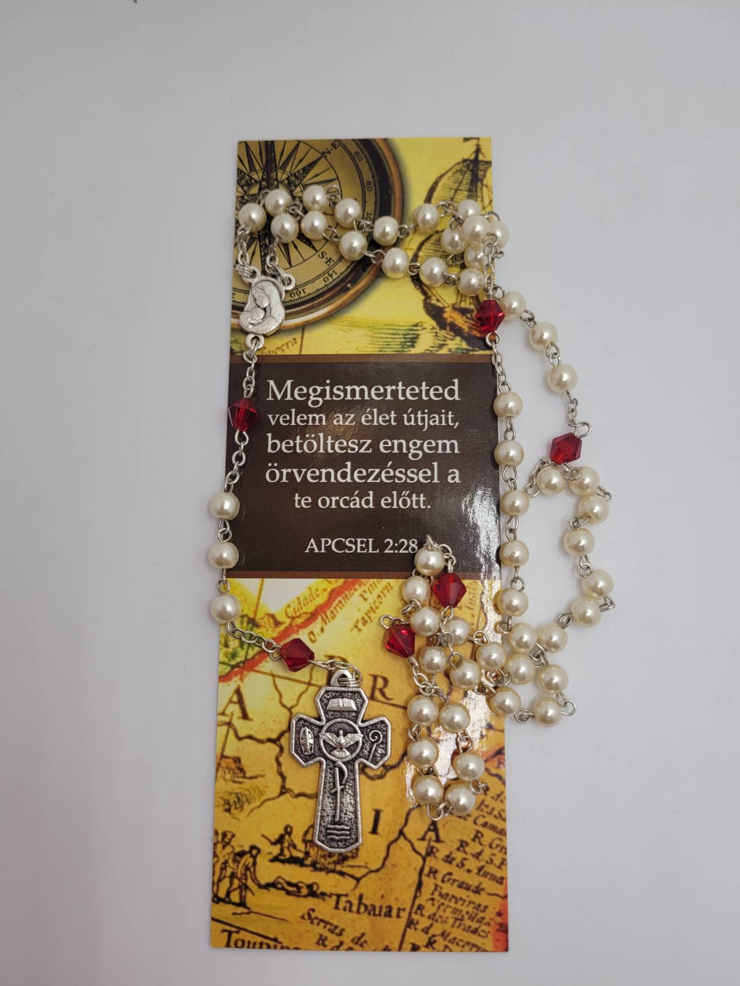 Kristály szemekkel Rózsafüzér Bérmálásra a keresztem Bérmálási jelképekkel+Ajándékkisérő kártya 