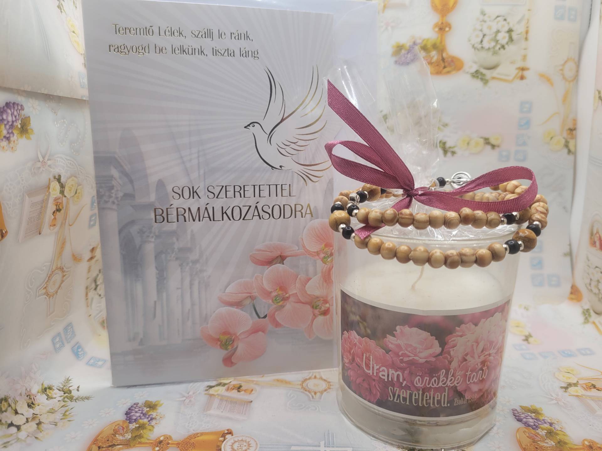 Bérmálásra Lánynak normál méretű olajfa karkötő Sz 