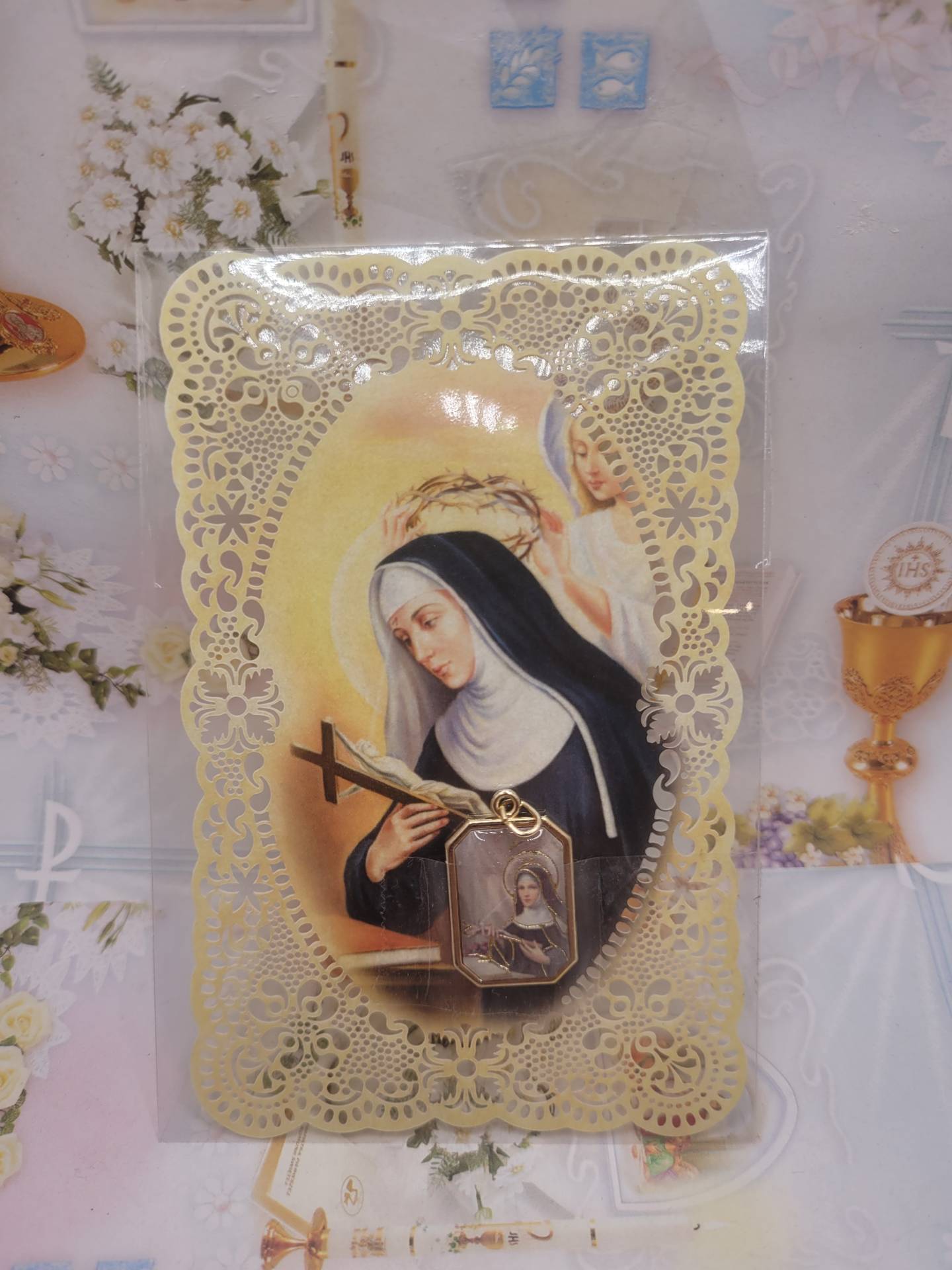 Szent Rita Csipke szentkép+ Érem! kérjük megáldatni a templomban! 
