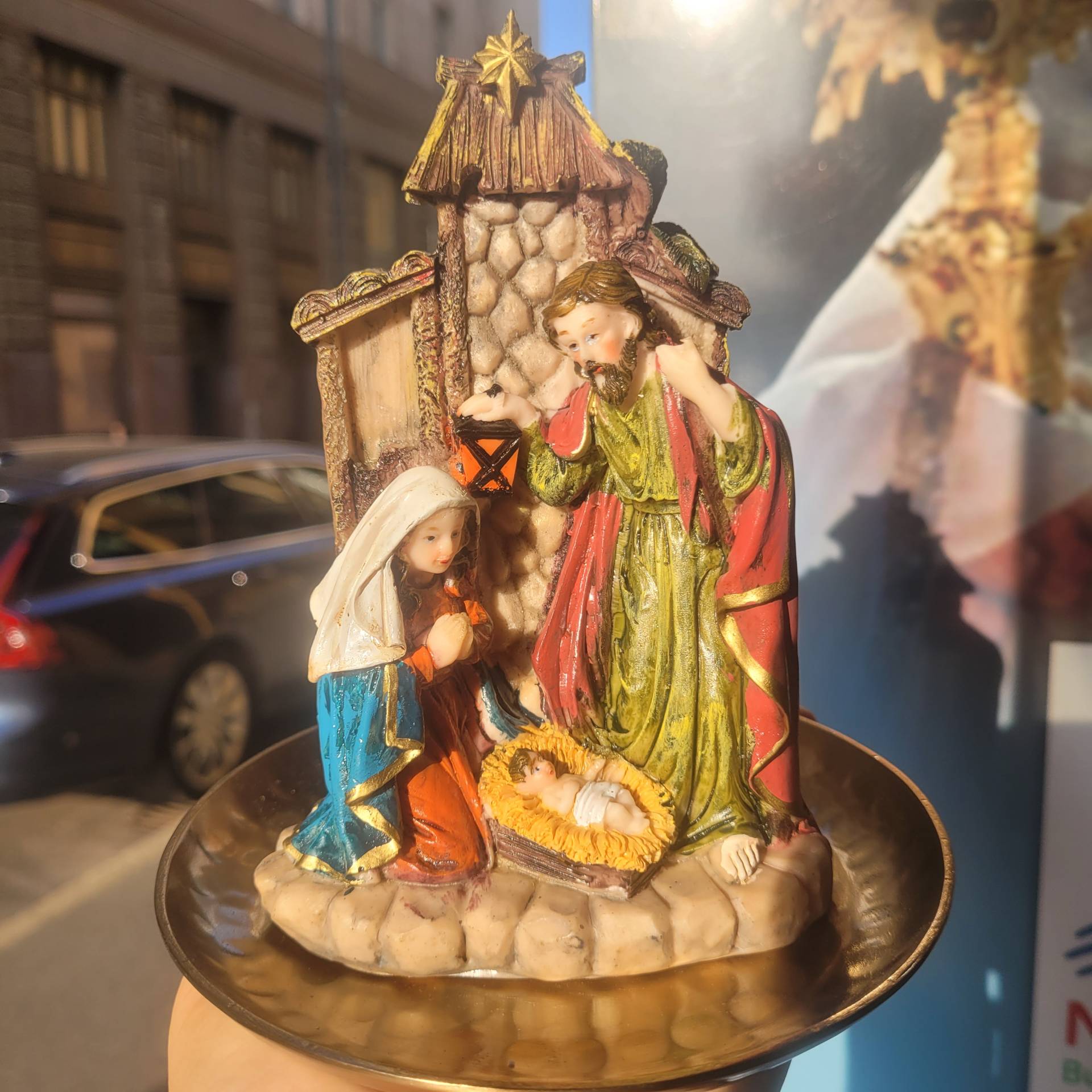 Szent Család 16cm magas broz alátéttel 