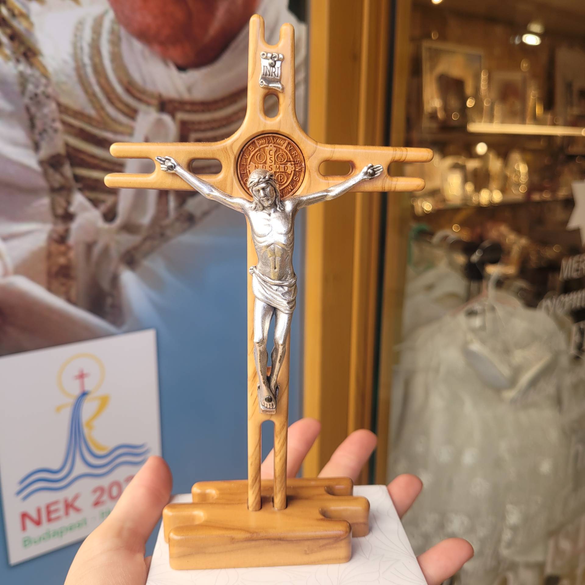 Olajfából készült gyönyörű Talpas kereszt  