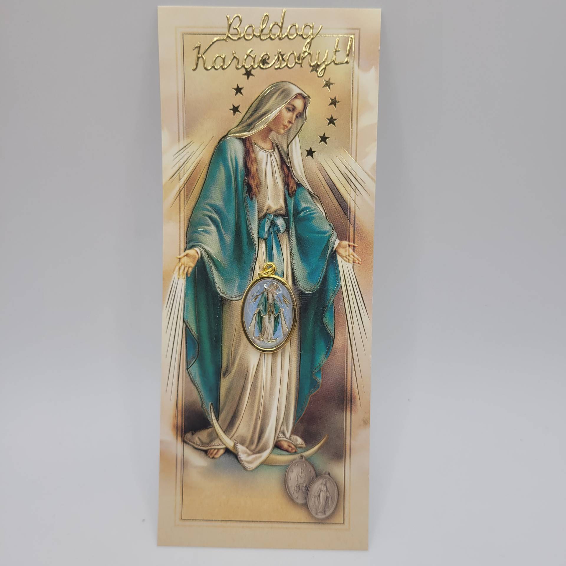  Karácsonyra Ajándékkisérő Segitő szűzanya+érem 