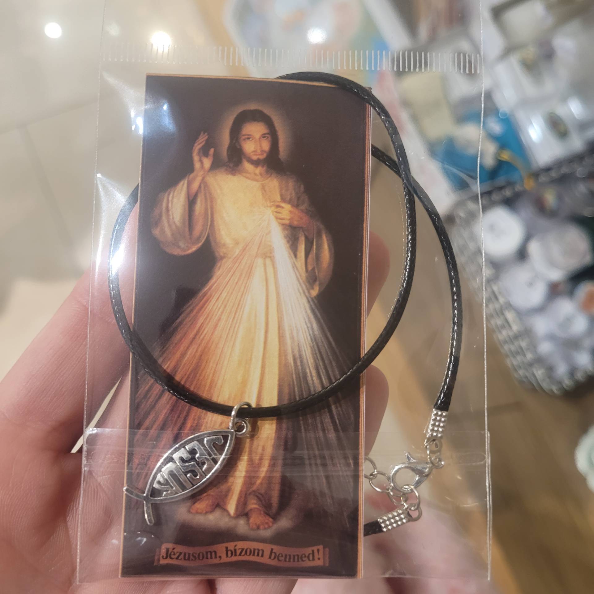 Bérmálásra Fiúknak Jézus nyaklánc + Irgalmas jézus szentkép imával 