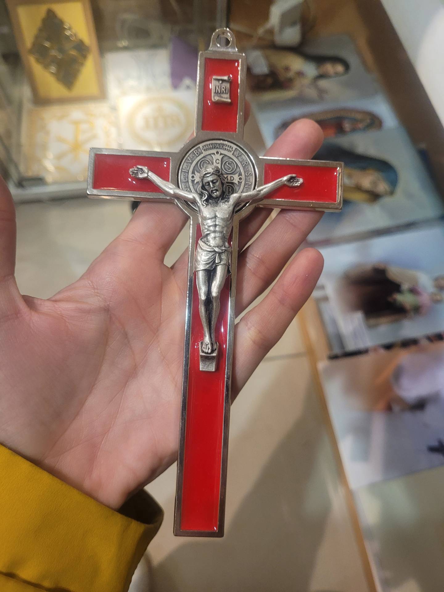 Bérmálásra Pünkösd 20cm Feszület Szent Benedek Éremmel  Olaszországból 