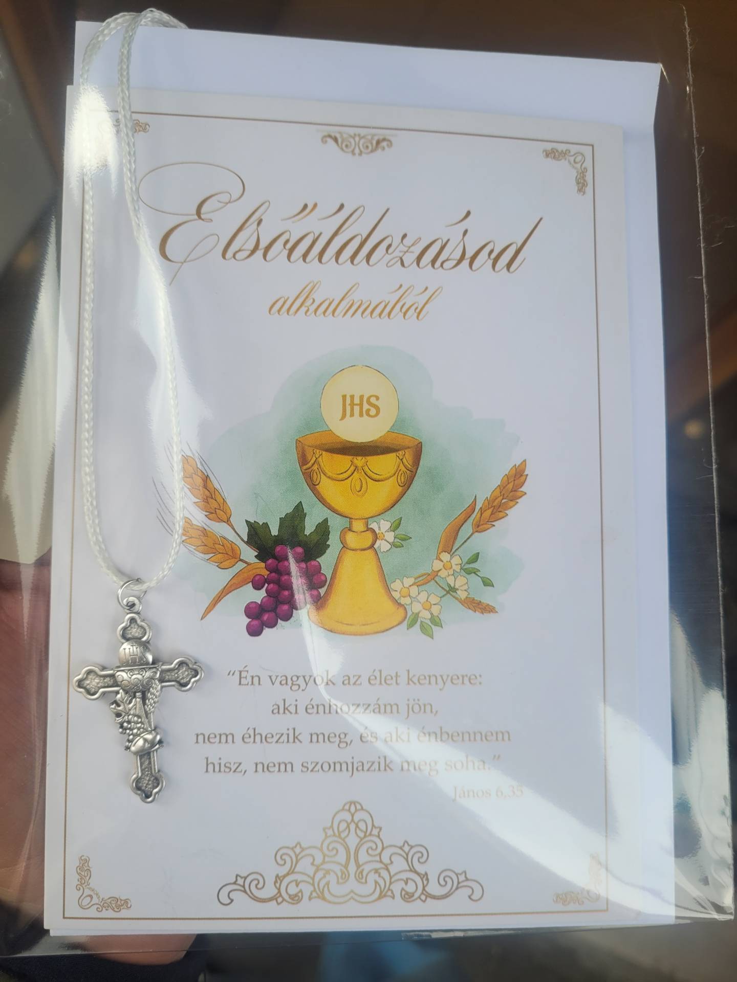 Gratulációs Lap + Elsőáldozási Emlék Nyaklánc 