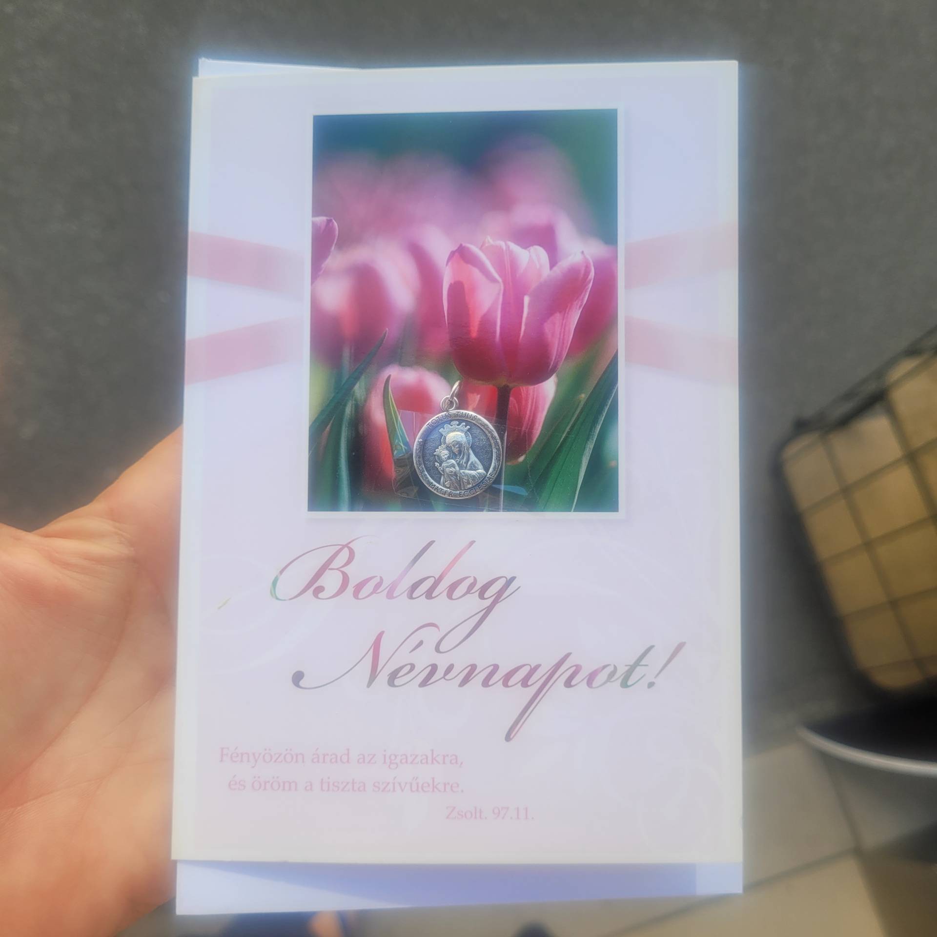 Névnapi Alkalmi Lap Isten Szavával+ Szűzanyaérem  