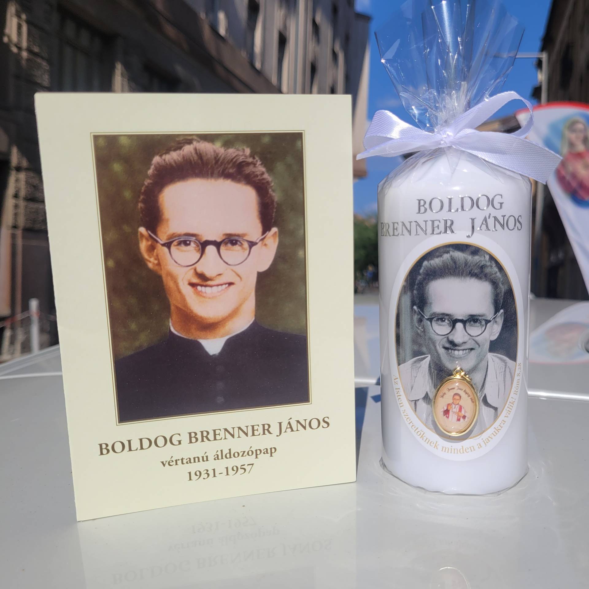 Boldog Brenner János Gyertya Áldozópap,Vértanú+ Boldog Brenner János Érem + Boldog Brenner János imafüzet 
