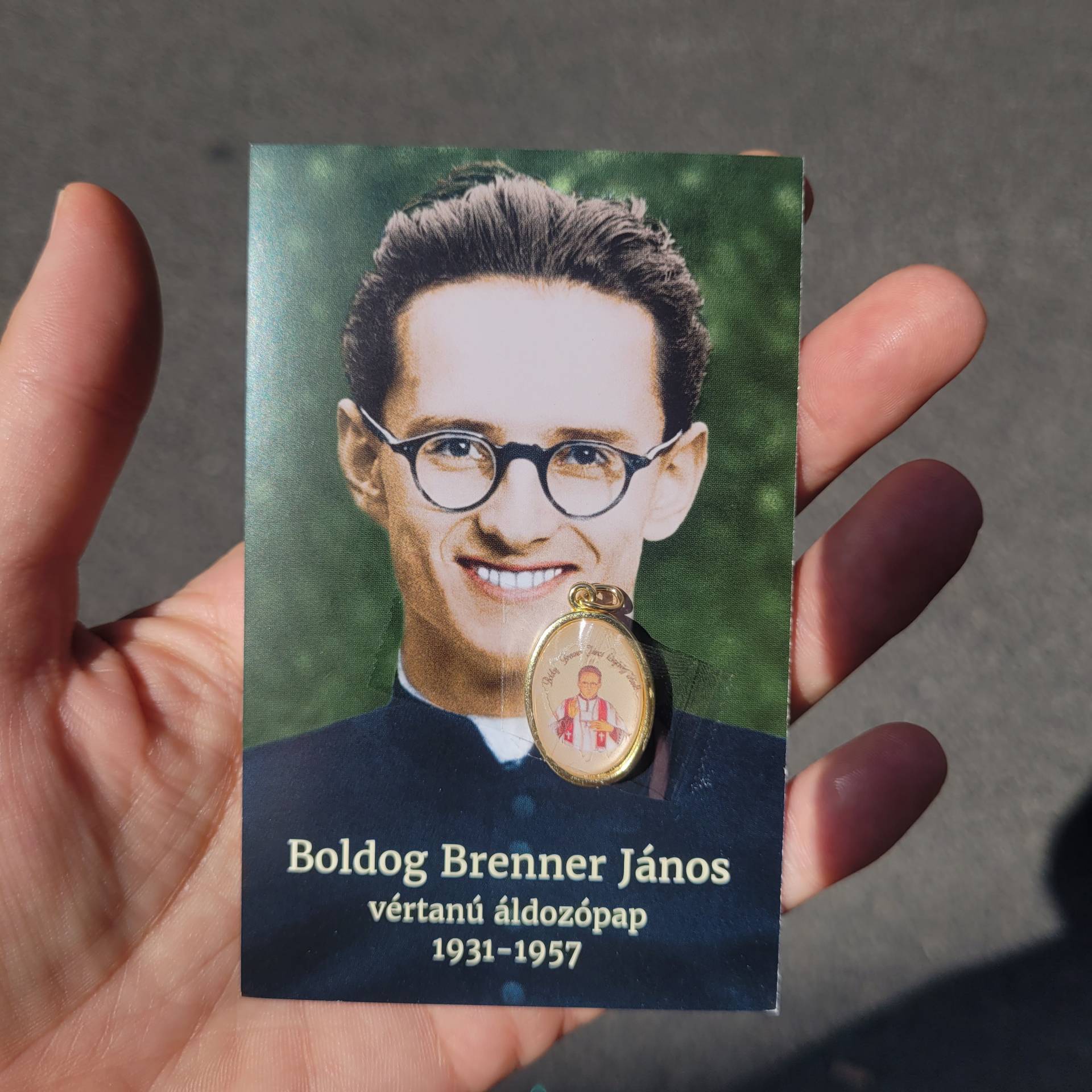 Boldog Brenner Jánis szentkép imával + Boldog Brenner János Érem  