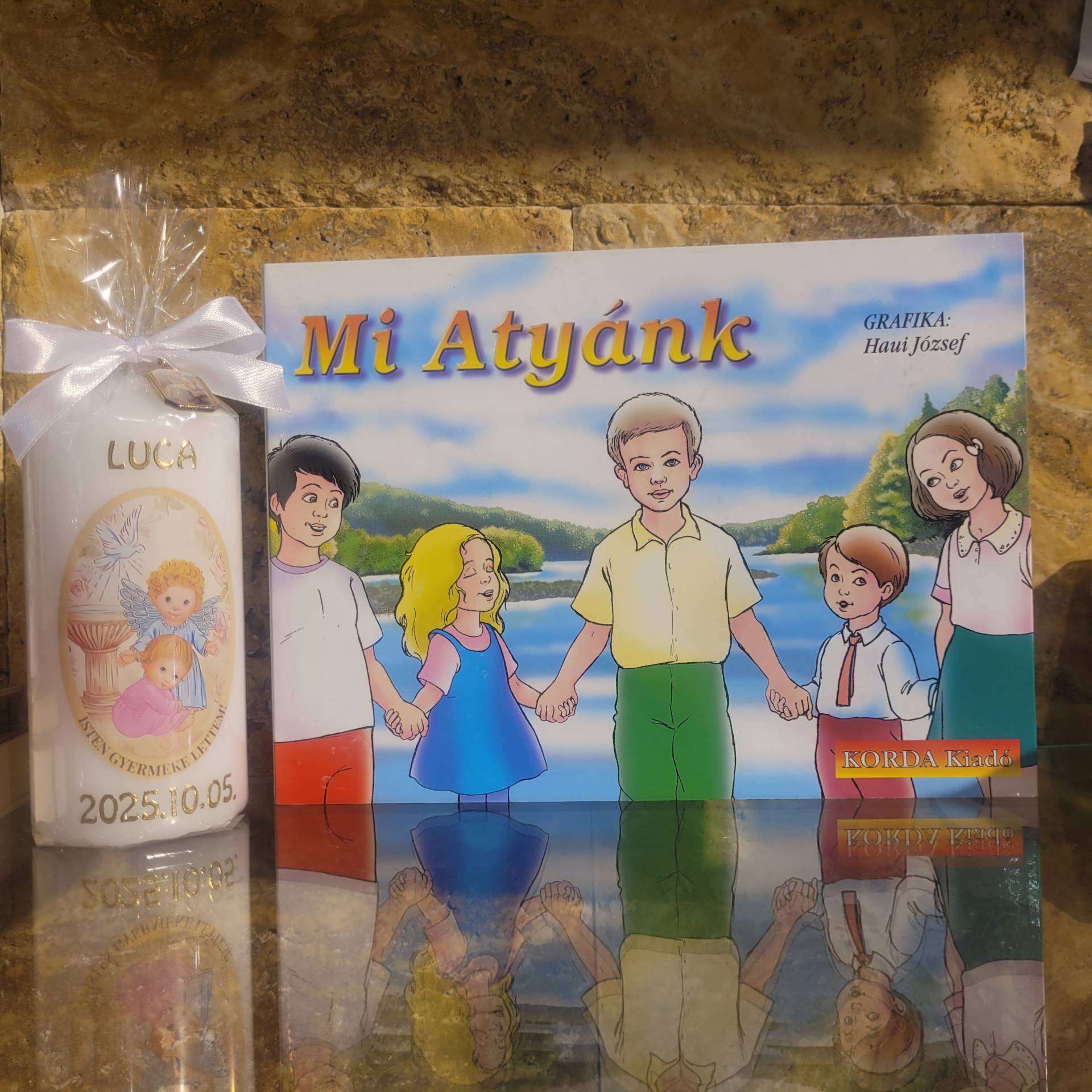 Keresztelőre Kislánynak de kisfiúnak is elkészítjük AJÁNDÉKGYERTYA+ MI ATYÁNK IMA TANULÁSA KICSIKNEK 