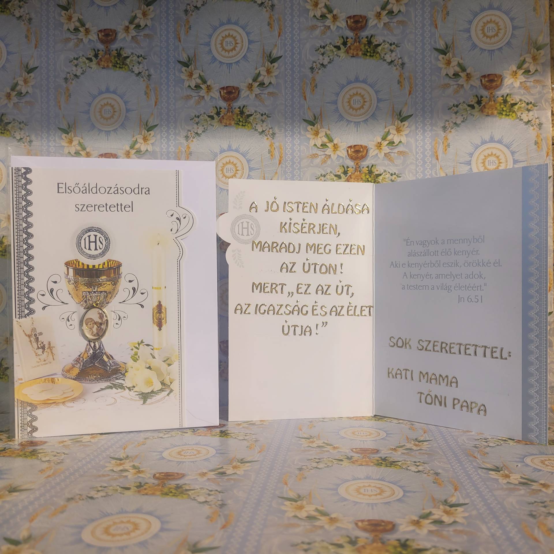 Elsőáldozásra Gratulációs Lap Isten Áldásával + Külön Áldást irunk bele ! 