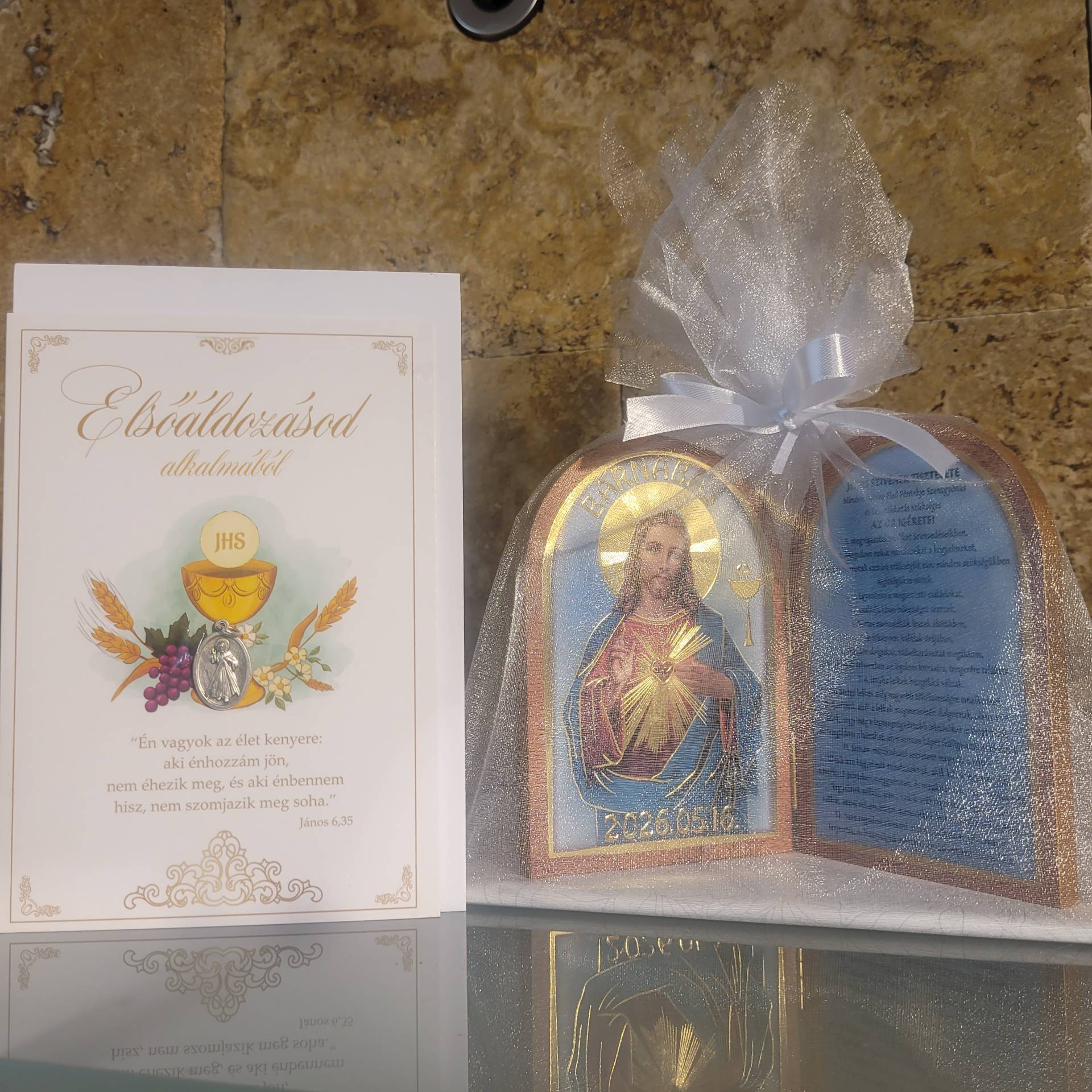 Jézus Szíve IMAOLTÁR /Feliratozzuk a keresztnévvel+A Bérmálás Dátumával+ Gratulációs Lap Szentlélekéremmel 