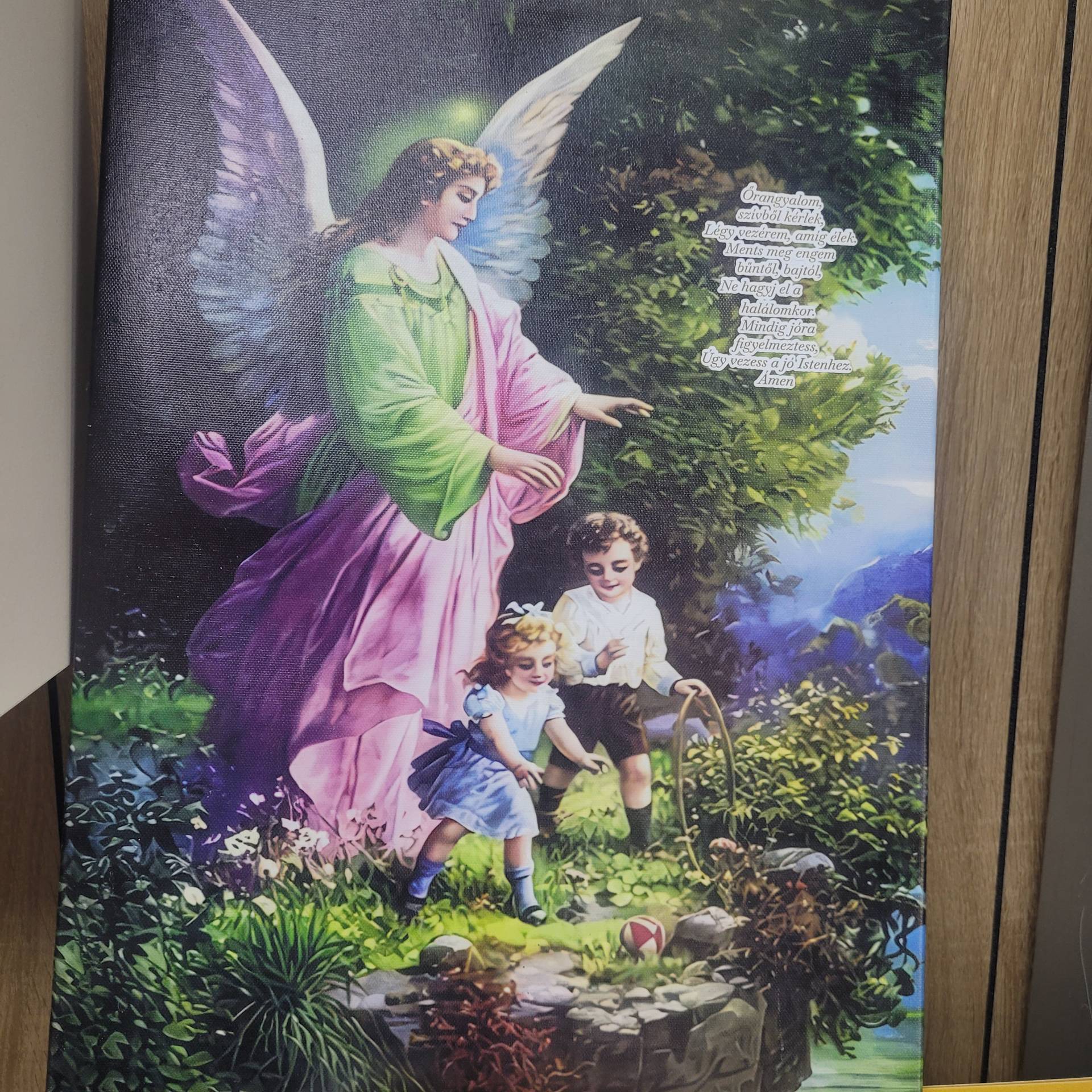 Őrangyal vászonkép gyerekszobába imával  Méret: 40cm*30cm 